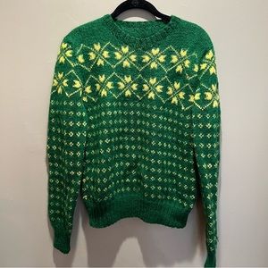 Hand Knit Fair Isle wool sweater Medium